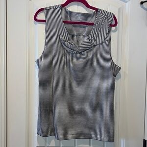 BLACK white stripe cotton blend sleeveless banana republic factory top bow XL